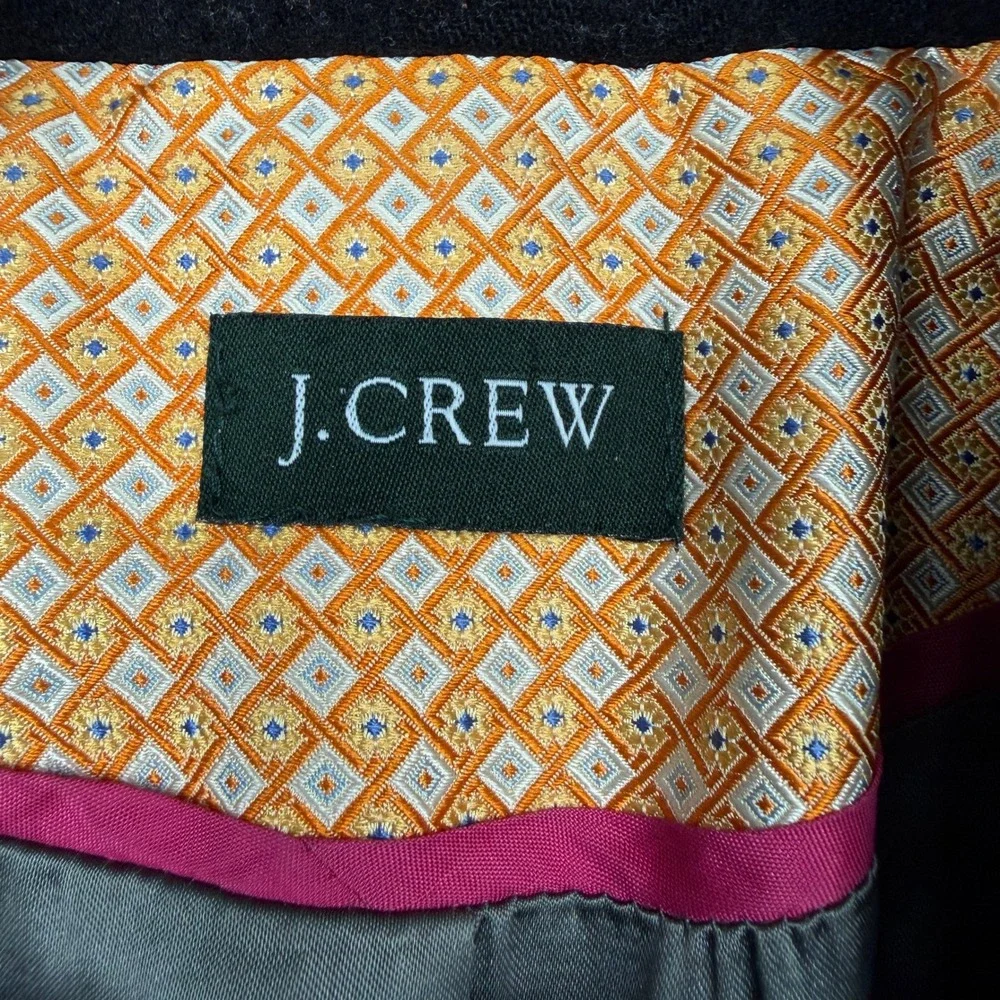 J.Crew Wool Coat Womens S Black Button Front Mid-Length Waist Tab Peacoat - Picture 3 of 11